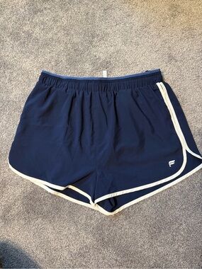 Fabletics Women's Navy Running Shorts with White Trim